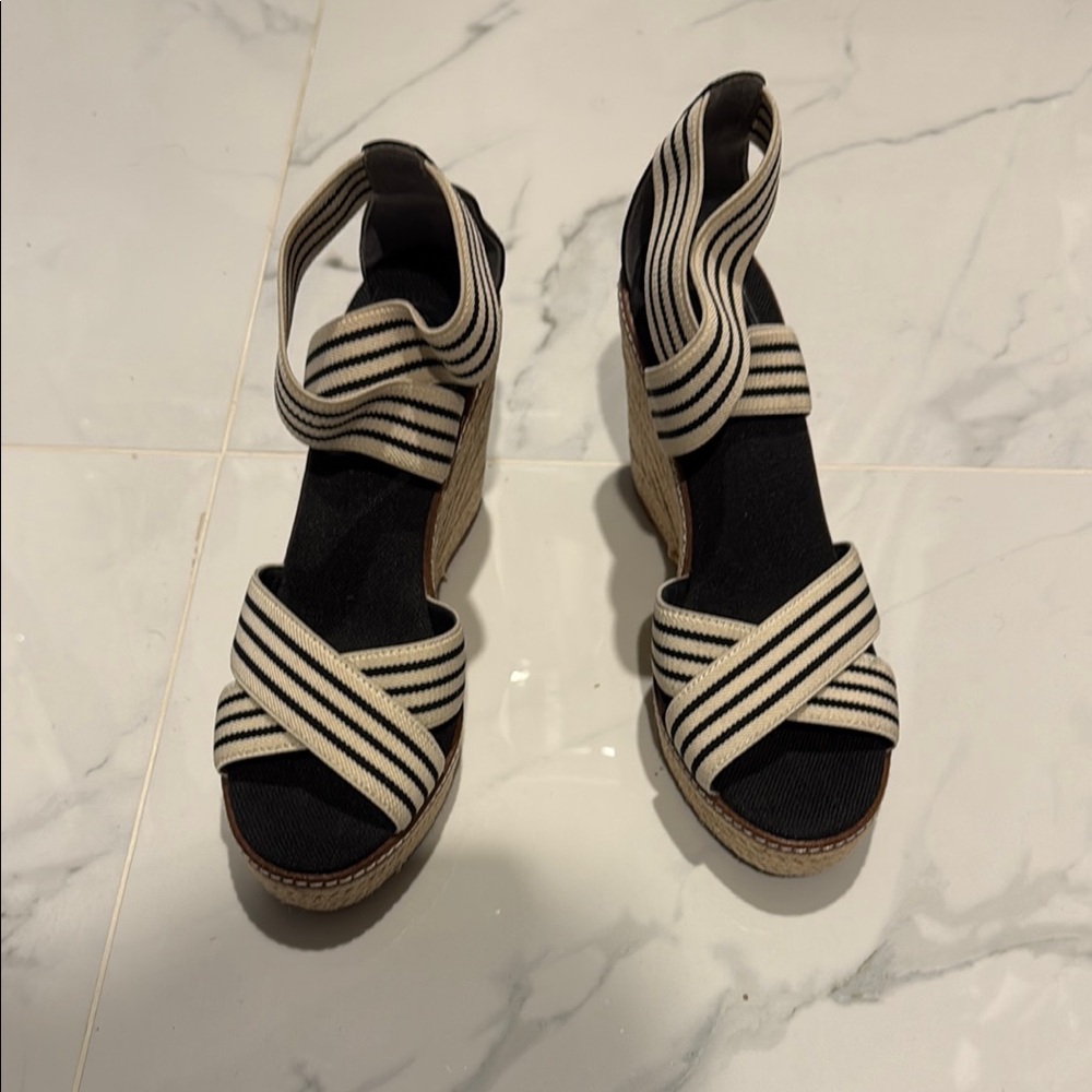 Striped Black and White Espadrille Sandals